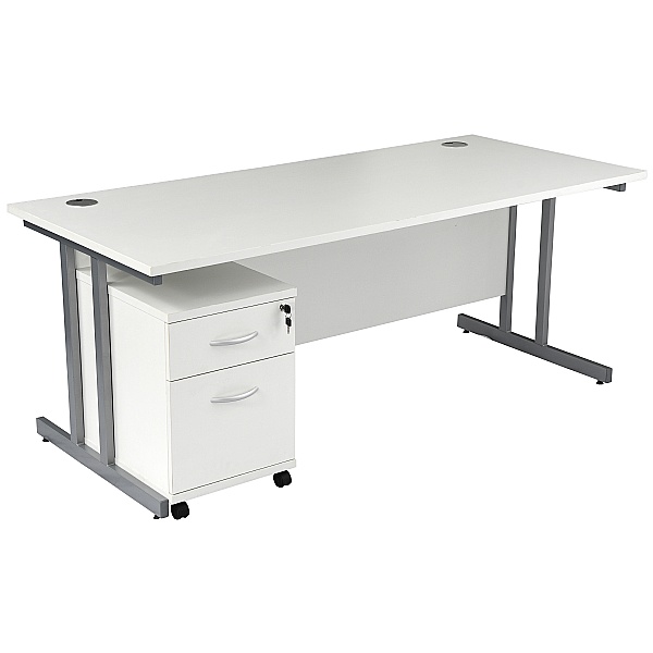 Karbon K3 Rectangular Deluxe Cantilever Desk With Single Mobile Pedestal