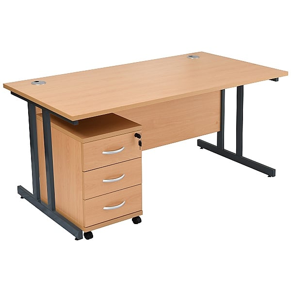 Deluxe Cantilever Desk With Pedestal | Office Furniture Online