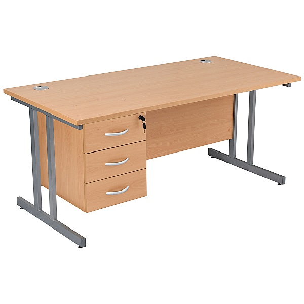 Karbon K3 Rectangular Deluxe Cantilever Desk Fixed Pedestal