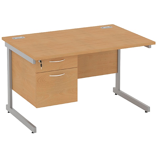 Rectangular Desks With Single Fixed Pedestal
