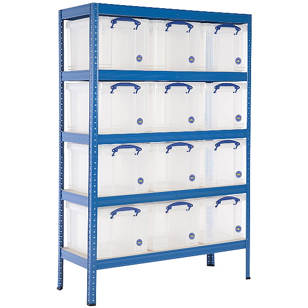 Industrial Shelving Bay With 12 x 35 Litre Really Useful Boxes