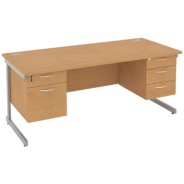 Rectangular Desks With Double Fixed Pedestals