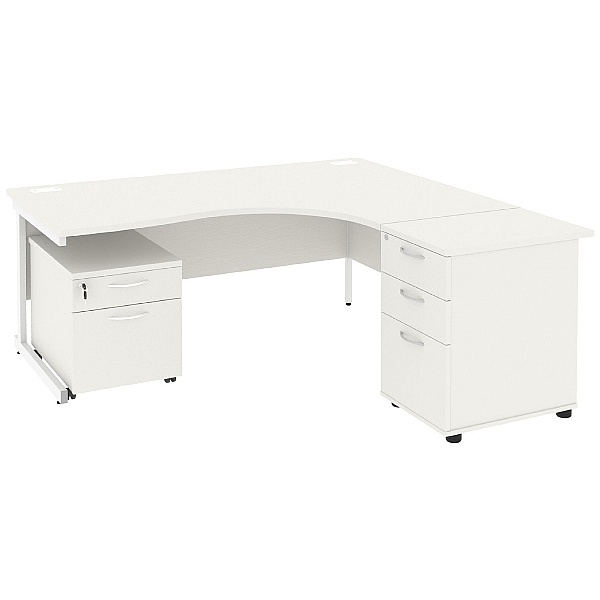 NEXT DAY Vogue White Ergonomic Cantilever Desks With Desk High & Mobile Pedestal
