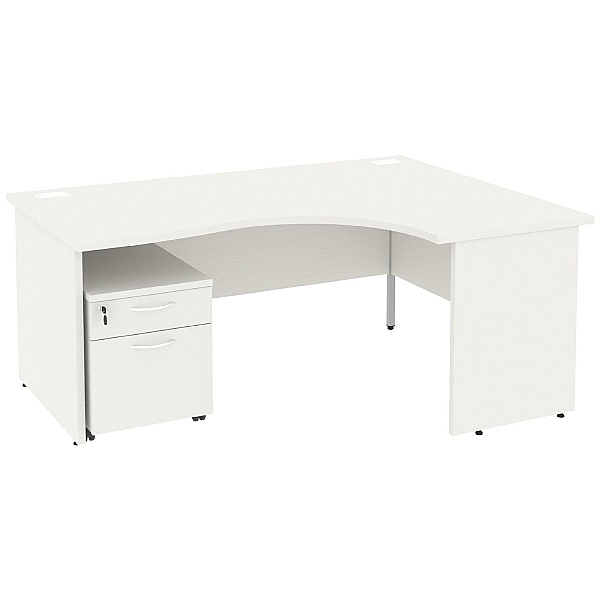 NEXT DAY Vogue White Ergonomic Panel End Desks With Mobile Pedestal
