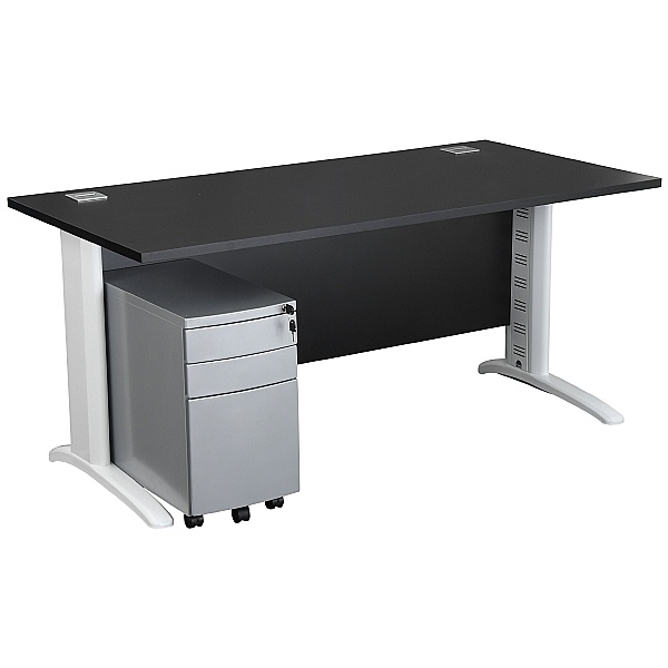 Karbon K5 IT Desks With 3 Drawer Slimline Mobile Metal Pedestal