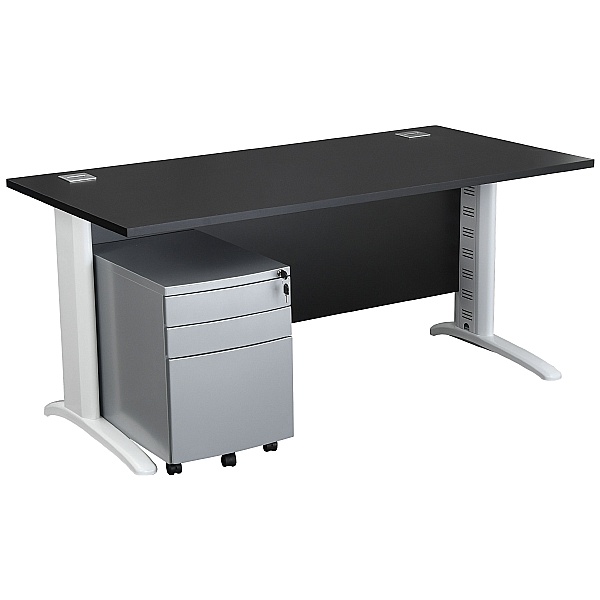 Karbon K5 IT Desks With 3 Drawer Mobile Metal Pedestal