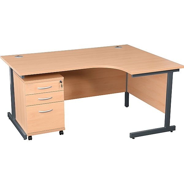 NEXT DAY Karbon K1 Ergonomic Cantilever Office Desks With Tall Under Desk Pedestal