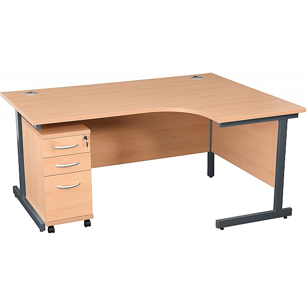NEXT DAY Karbon K1 Ergonomic Cantilever Office Desks With Narrow Under Desk Pedestal