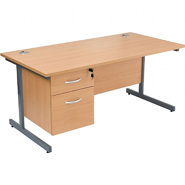 NEXT DAY Karbon K1 Rectangular Cantilever Office Desks with Single Fixed Pedestal