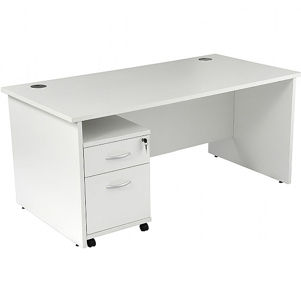 NEXT DAY Karbon K2 Rectangular Panel End Office Desks with Under Desk Mobile Pedestal
