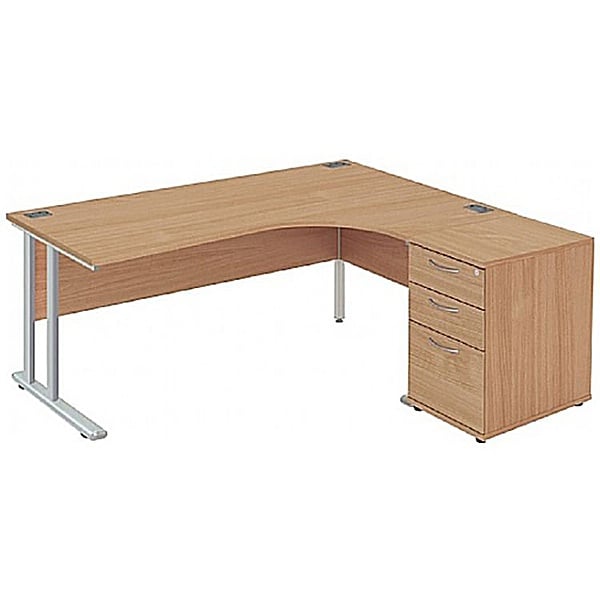 Commerce II Deluxe Ergonomic Office Desks With Desk High Pedestal