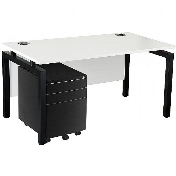 NEXT DAY Karbon K4 Rectangular Bench Desks with 3 Drawer Metal Mobile Pedestal
