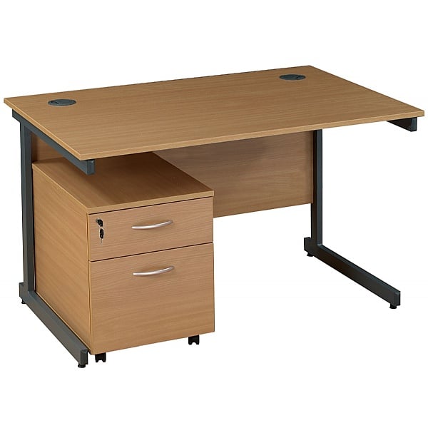 Solar Cantilever Rectangular Desks With Mobile Pedestal