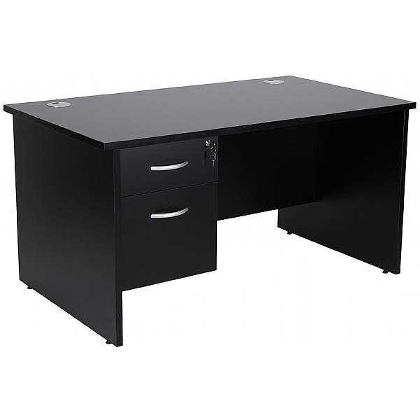 Karbon K2 Rectangular Panel End Office Desks with Single Fixed Pedestal