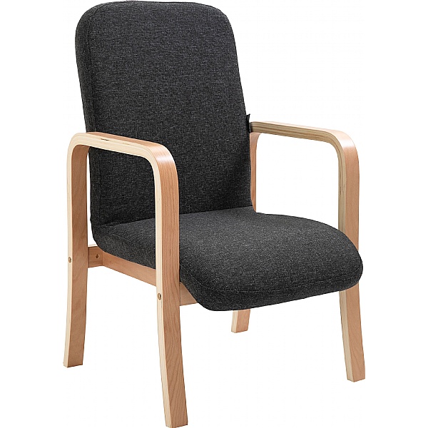 Oxford Wooden Frame Fabric Reception Chair With Arms