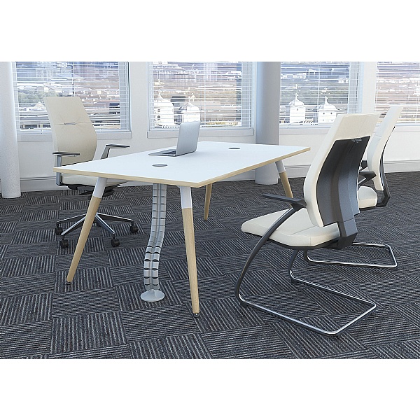 Gresham Moment Boat Shaped Wooden Leg Meeting Tables