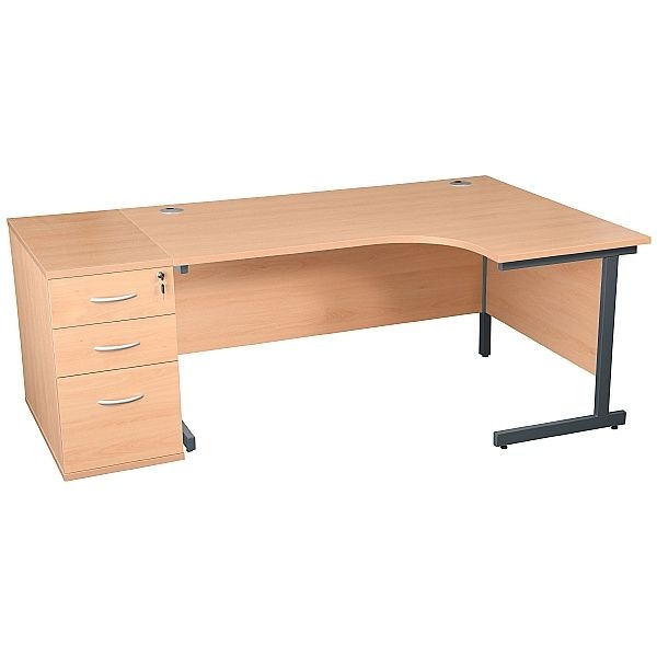NEXT DAY Karbon K1 Ergonomic Cantilever Office Desks With 800D Desk End Pedestal