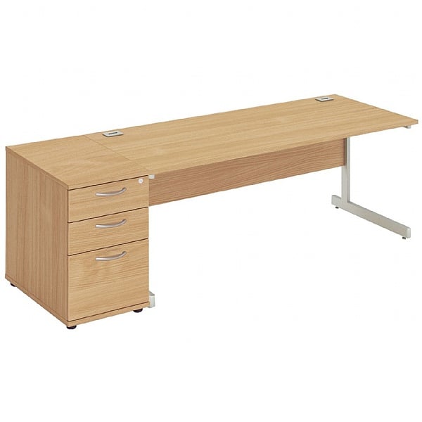 NEXT DAY Commerce II Rectangular Desks With Desk High Pedestal