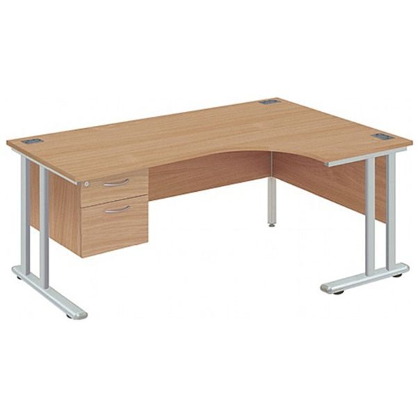 NEXT DAY Commerce II Deluxe Ergonomic Desks + Fixed Pedestal