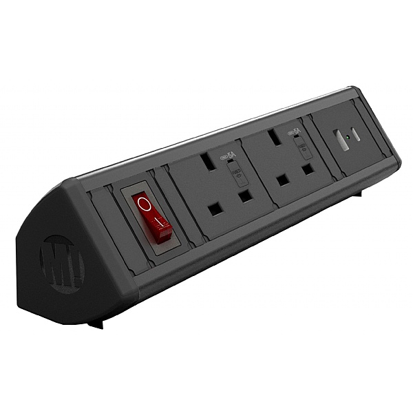 Desktop Power Module with 2 Power Sockets with 1 USB A and 1 USB C Fast Charge Sockets