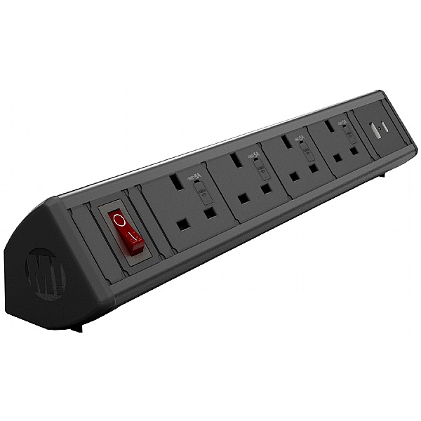 Desktop Power Module with 4 Power Sockets with 1 USB A and 1 USB C Fast Charge Sockets