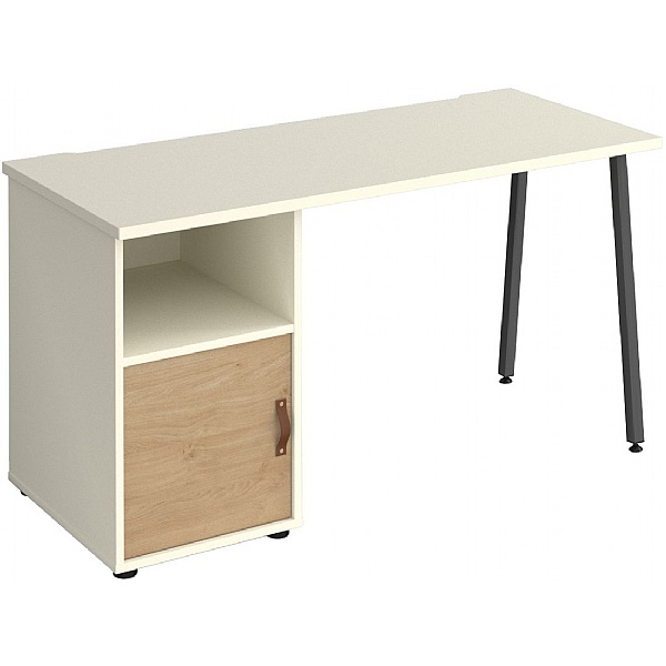 Solis Home Office Desk with Fixed Cupboard Pedestal