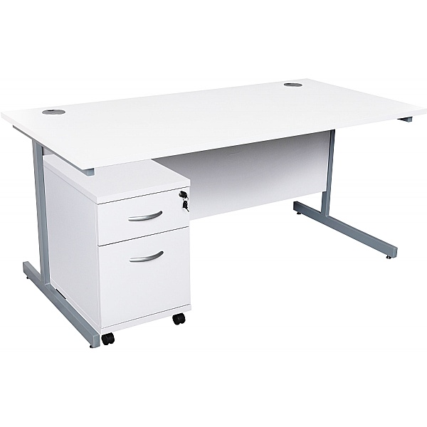 Karbon K1 Cantilever Rectangular Office Desks with Pedestal | OFO