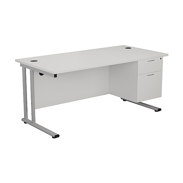 Commerce II Deluxe Rectangular Office Desks With Fixed Pedestal
