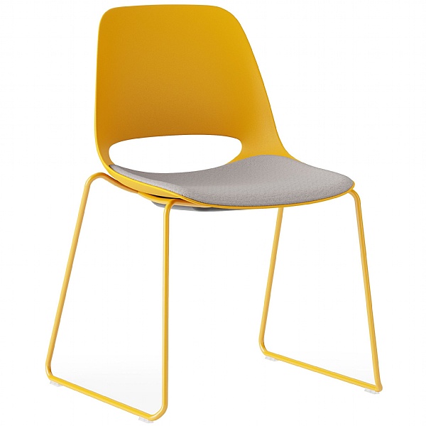 Boss Design Saint Polypropylene Skid Base Chair With Upholstered Seat