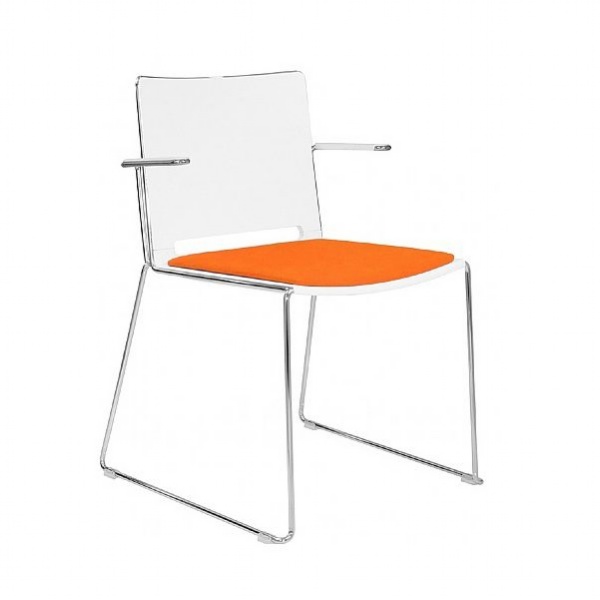 Elite Vice Versa Upholstered Seat Stacking Chair With Arms