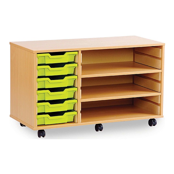 6 Tray Single Storage Unit With 2 Adjustable Shelves