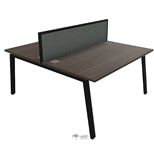 i-Bench 2 Person Bench Desk - 1400mm x 1600mm c/w Cable Baskets Anthracite MFC BLACK BASE