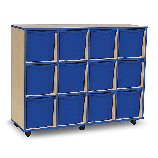 Coloured Edge 12 Tray Quad Storage Unit