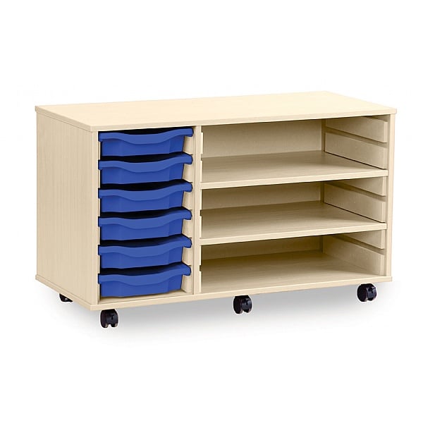 6 Tray Single Storage Unit With 2 Adjustable Shelves