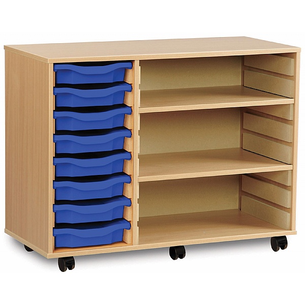 8 Tray Single Storage Unit With 2 Adjustable Shelves