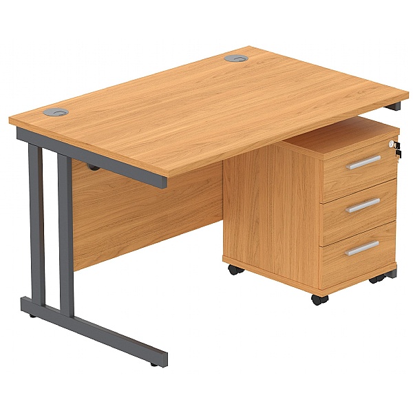 Karbon K3 Rectangular Deluxe Cantilever Desk With Single Mobile Pedestal