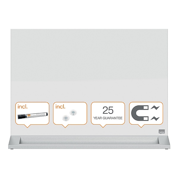 Nobo Glass Desktop Dry Wipe Magnetic Whiteboard