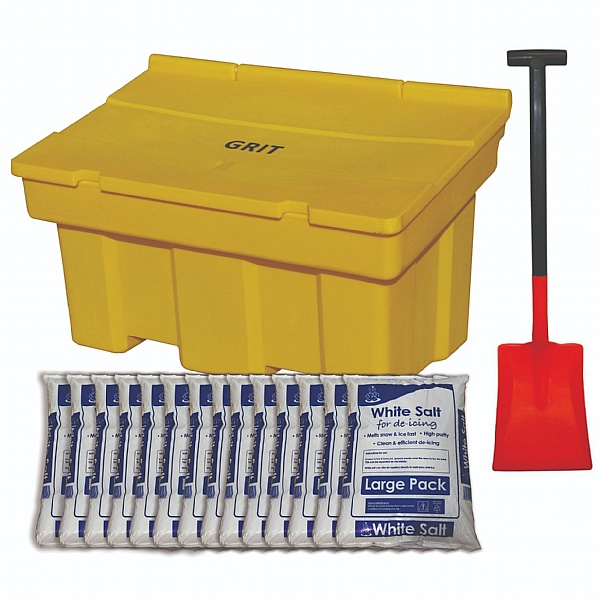 Stackable 350L Grit Bin with De-icing Salt & Shovel