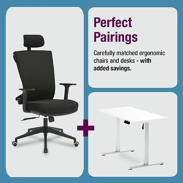 Perfect Pair Bundle 1: Santiago Ergonomic Posture Chair & Mono Compact Standing Desk