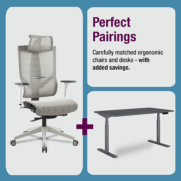 Perfect Pair Bundle 2: Novigami Kalik Mesh Office Chair & Novigami Josi Electric Standing Desk