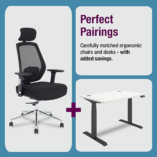 Perfect Pair Bundle 3: Ergo-Task Mesh Office Chair & Konnexion Select Electric Standing Desk