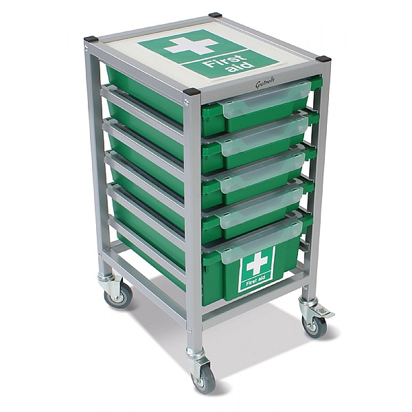 Dynamis First Aid Silver Tray Trolley