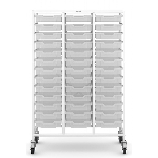 Medical Mid Treble White Antimicrobial Tray Trolley
