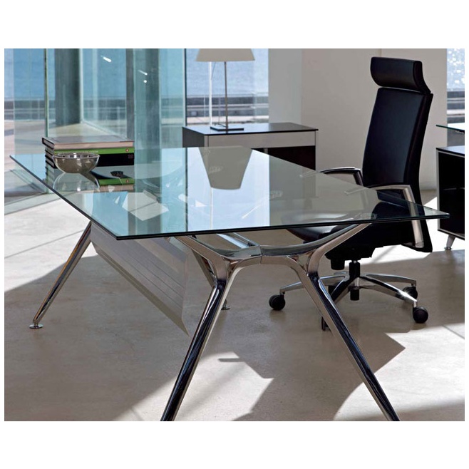 Sapphire Rectangular Glass Desks With, Modern Office Furniture Glass Desk