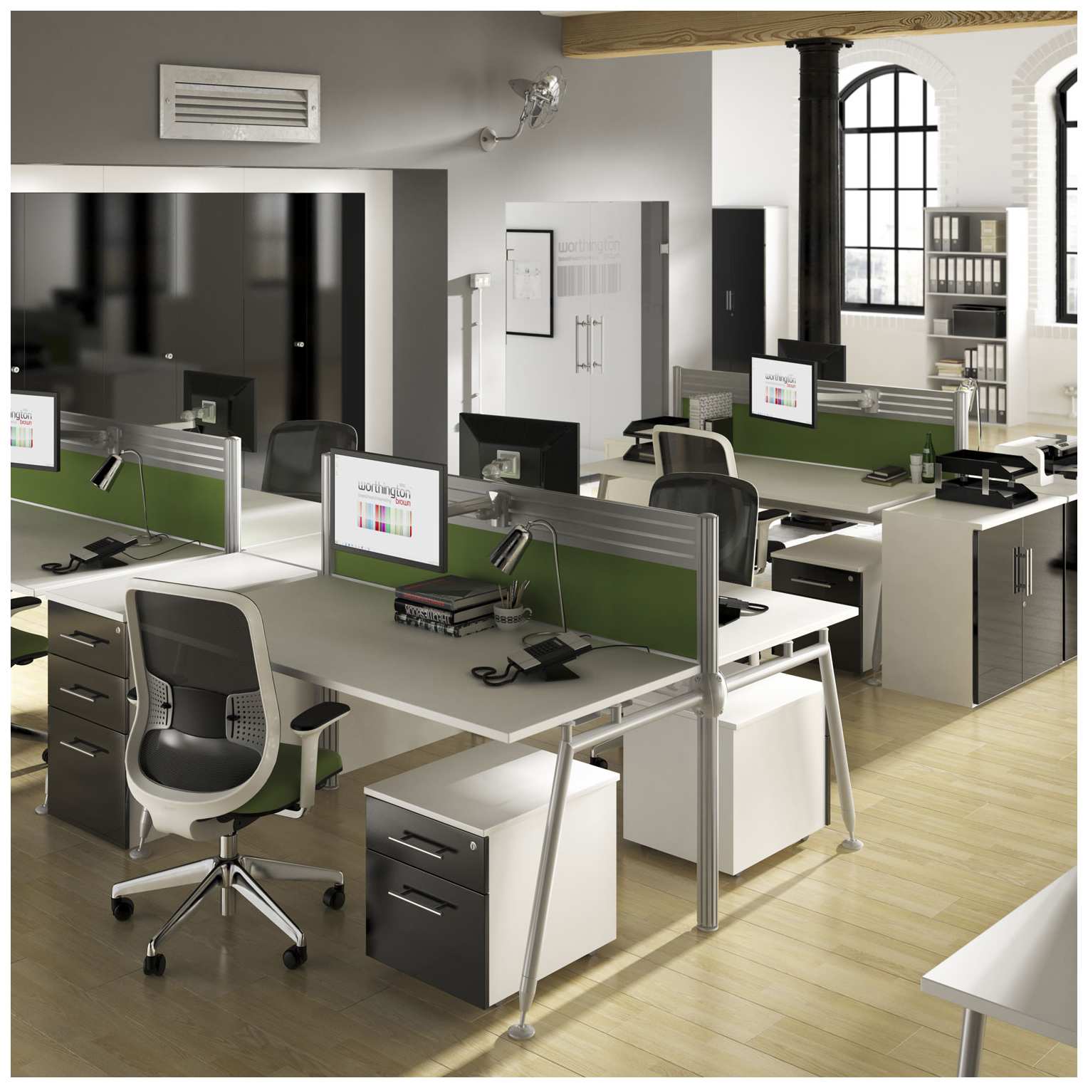 Reflections Black Desk High Pedestals Desk High Pedestals