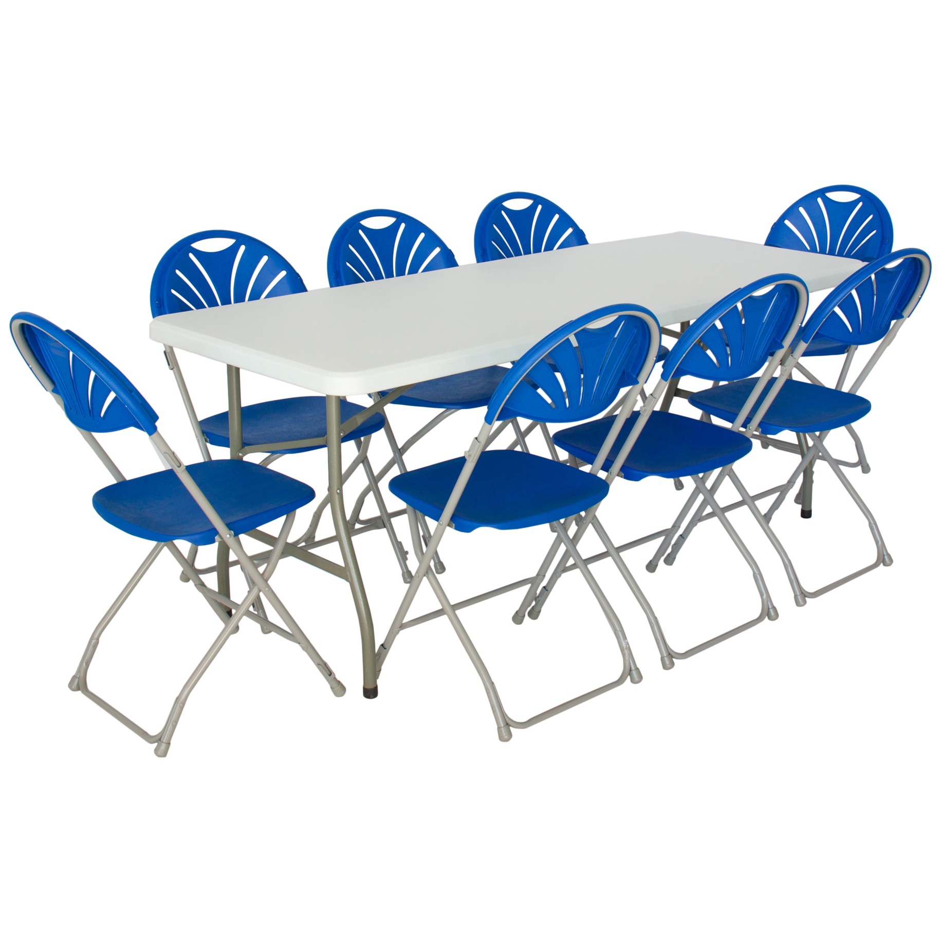 6ft Folding Rectangular Table with 8x Fan Back Folding Chairs Banquet