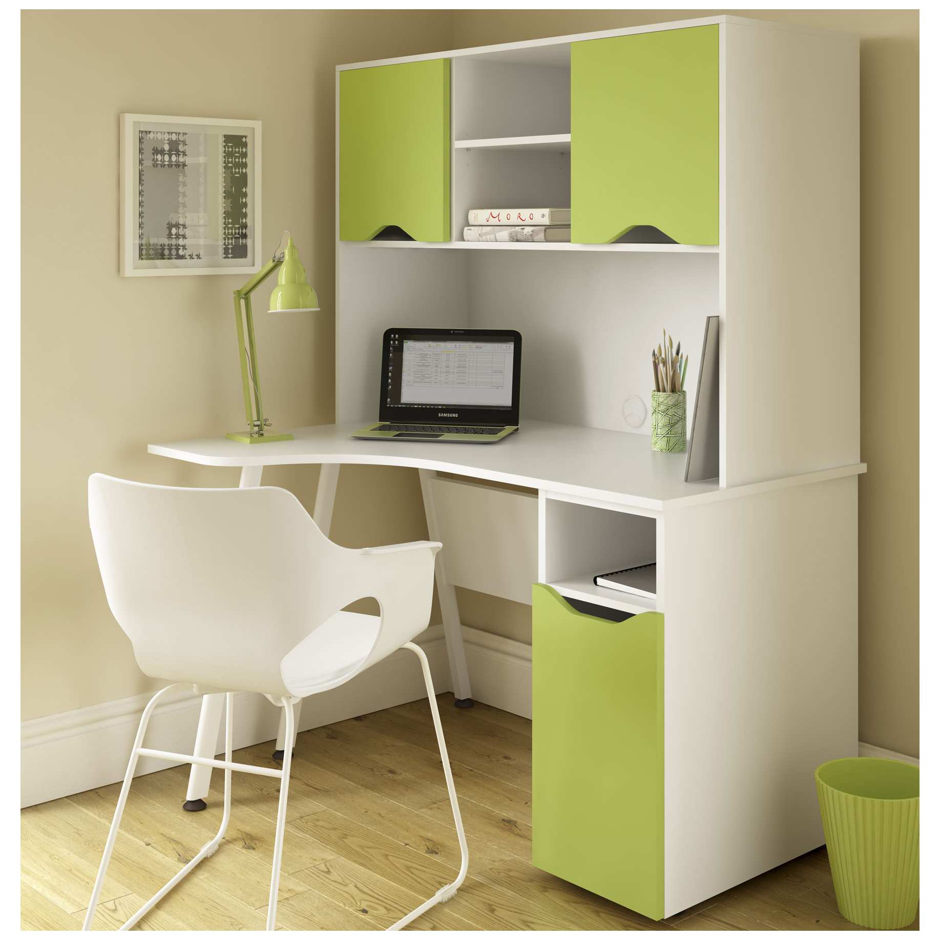 NEXT DAY Aspire Kaleidoscope Corner Desk With Closed Storage Home