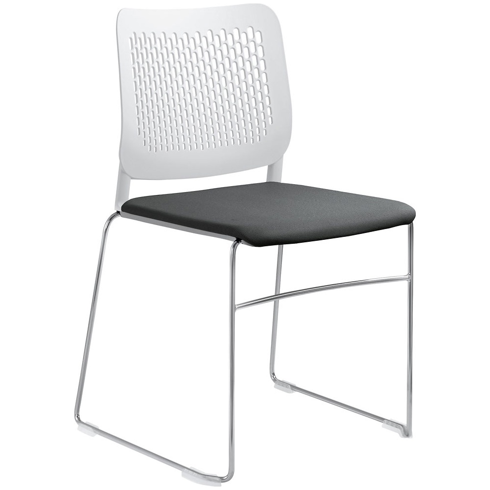 time fabric padded plastic skid base stackable chairs