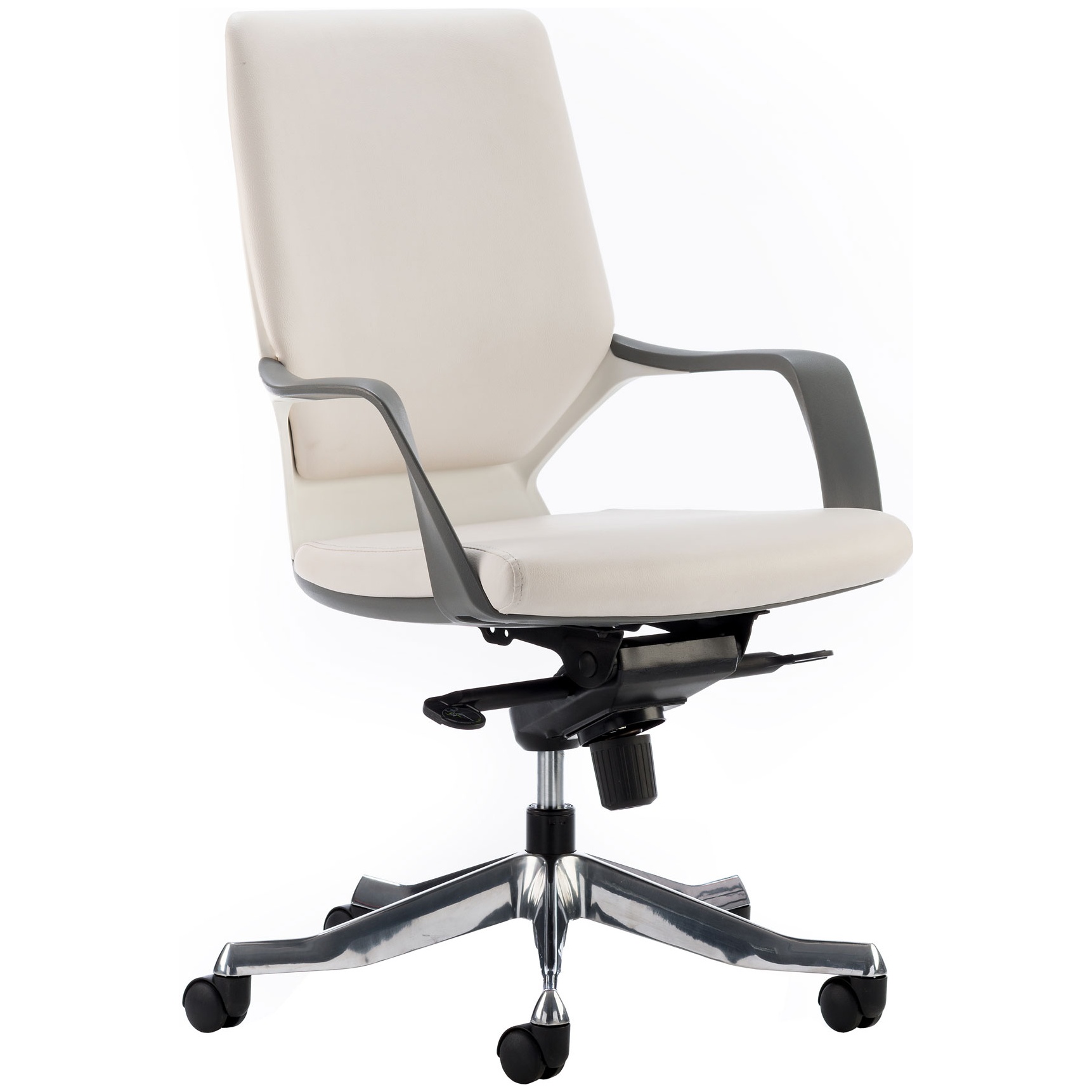 Profi Leather Faced Medium Back Office Chair White Operator / Task Chairs