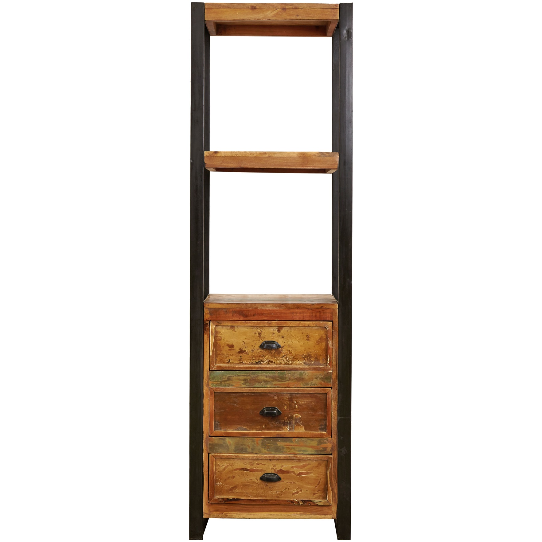 Accrington Reclaimed Wood Narrow, Bookcase With Drawers Uk